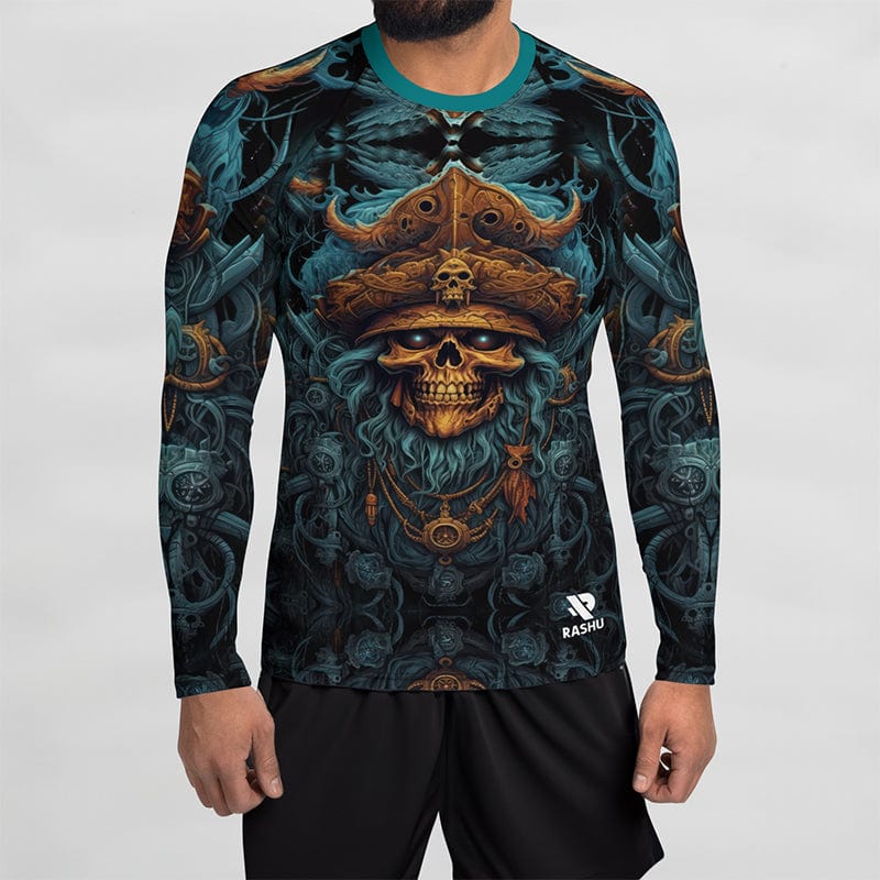 Turquoise Blue Rash Guard - Men | Rashuelite