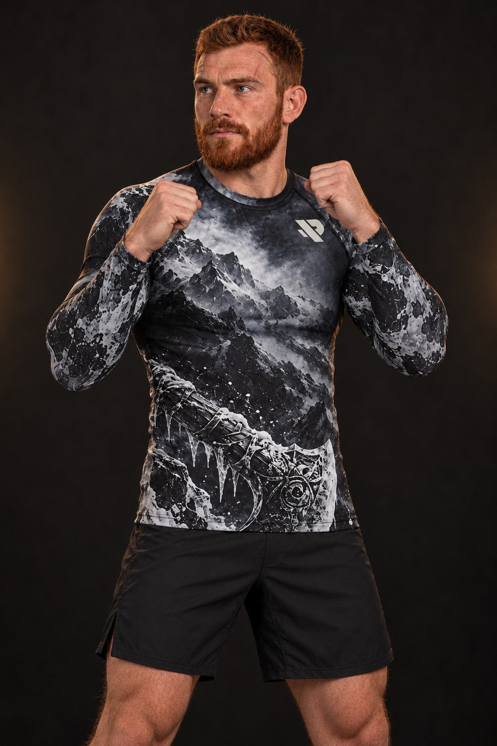 Rash guard Berserker manches longues porté en garde