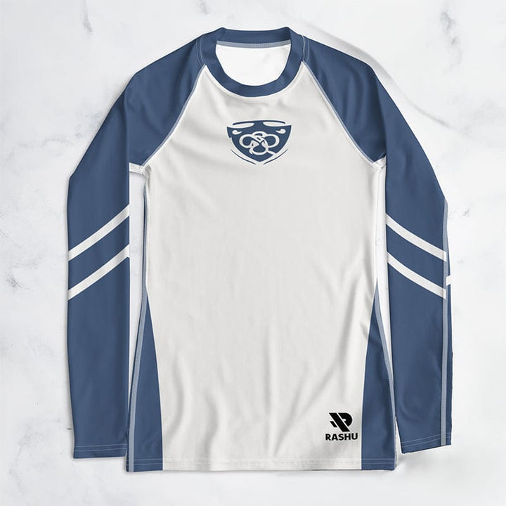 Rashguard Enseigne BJJ Bleu et Blanc - Femme Votre Rash Guard, Votre Mérite | Rashu