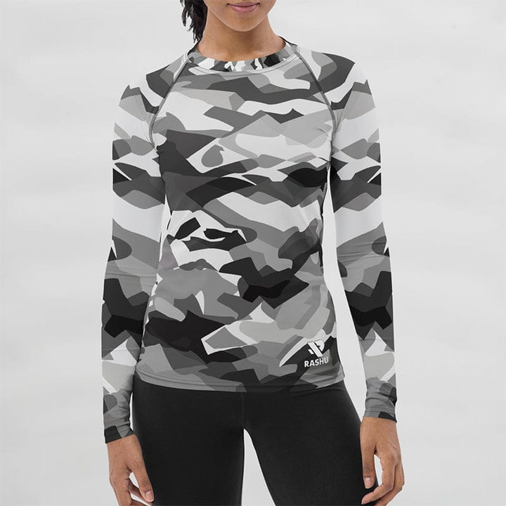 Rashguard Gris Camouflage - Femme Votre Rash Guard, Votre Mérite | Rashu