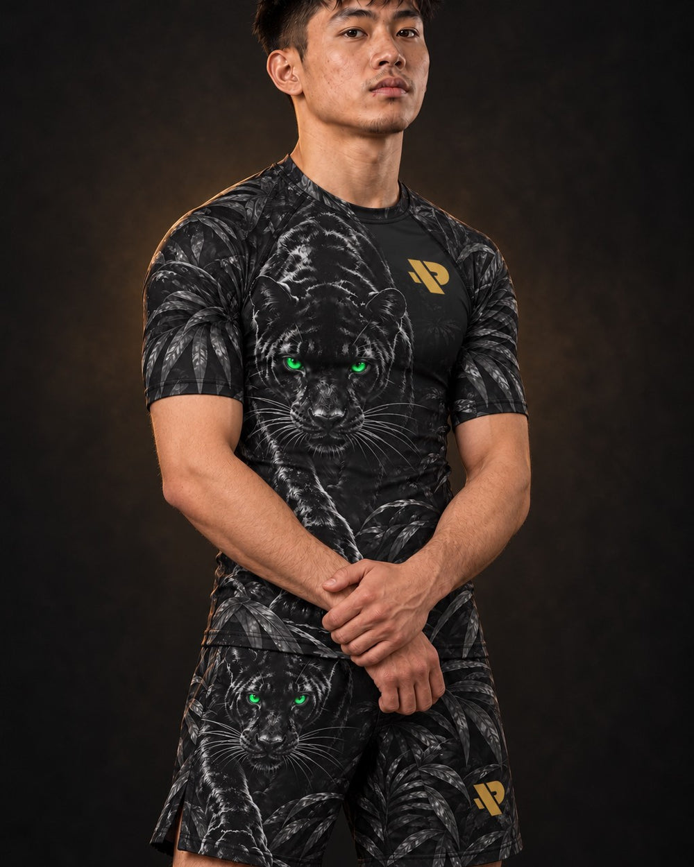 Rash guard Panthère Noire manches courtes homme