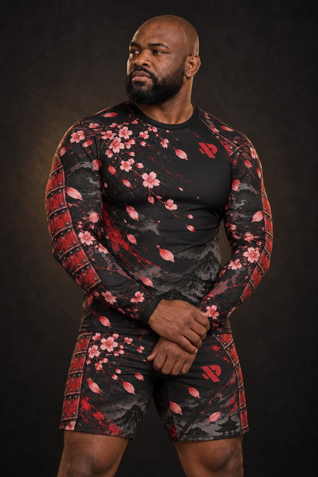 Rash guard Samouraï Armure Rouge manches longues homme